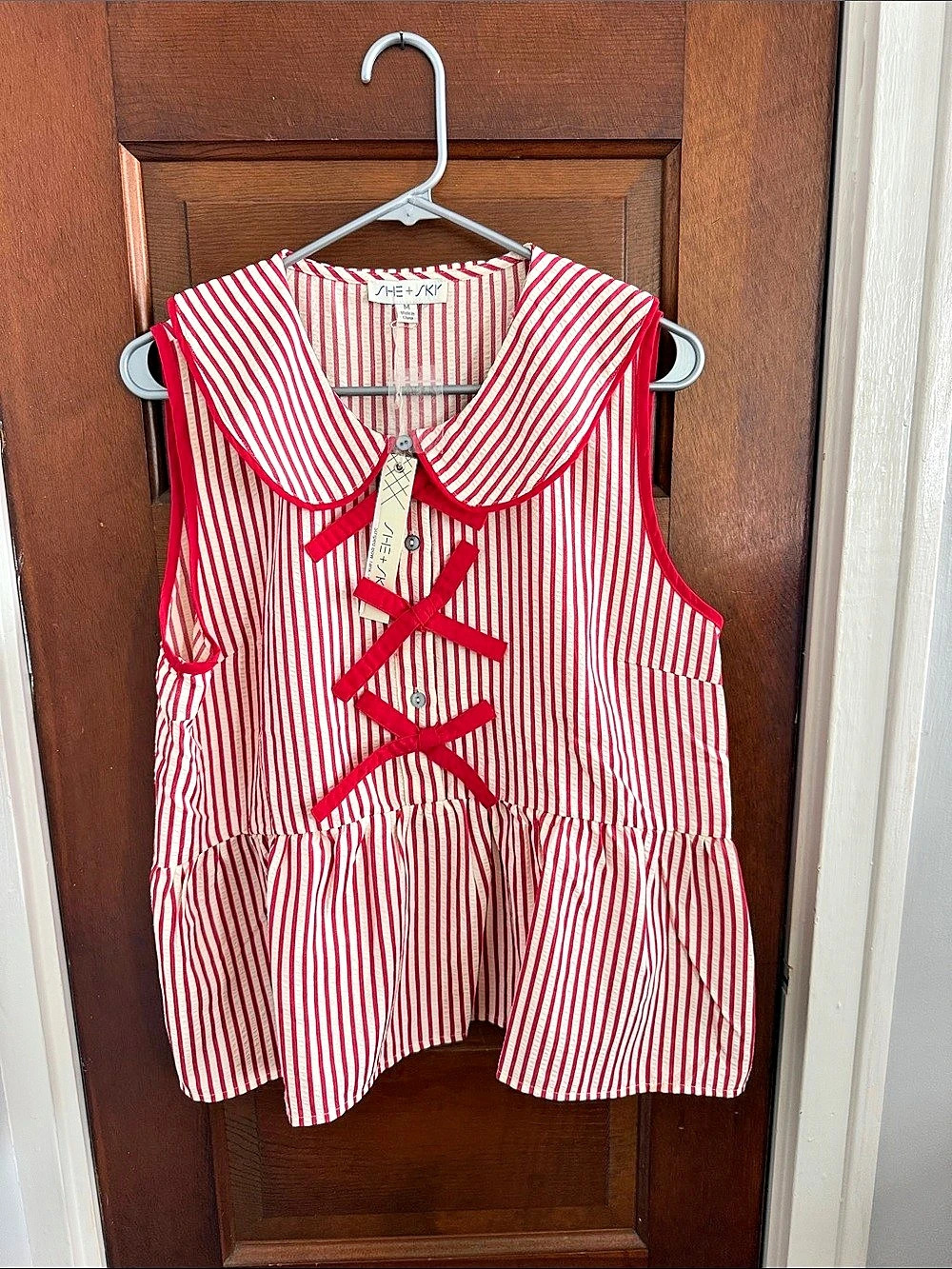 Red Striped Bow Tank Size Medium NWT